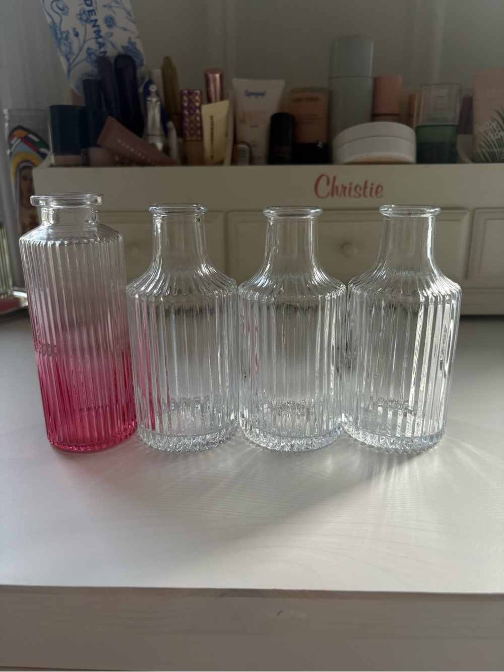 Ribbed Mini Glass Vases